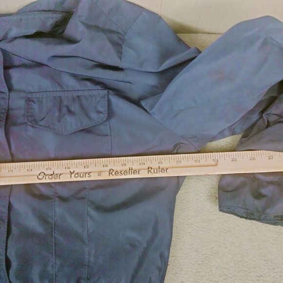 J Jill Jacket Womens XL Blue Windbreaker 4 Pocket Lightweight Utility Shiny - Picture 7 of 11